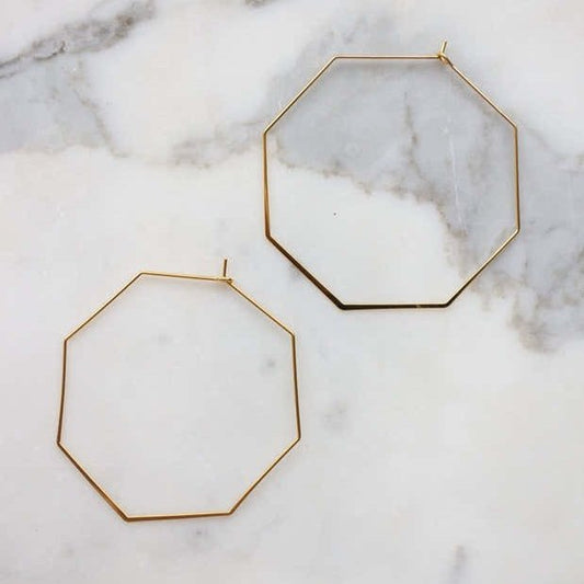 Dainty Hex Hoops