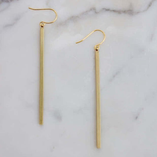 Gold Bar Drop Earrings