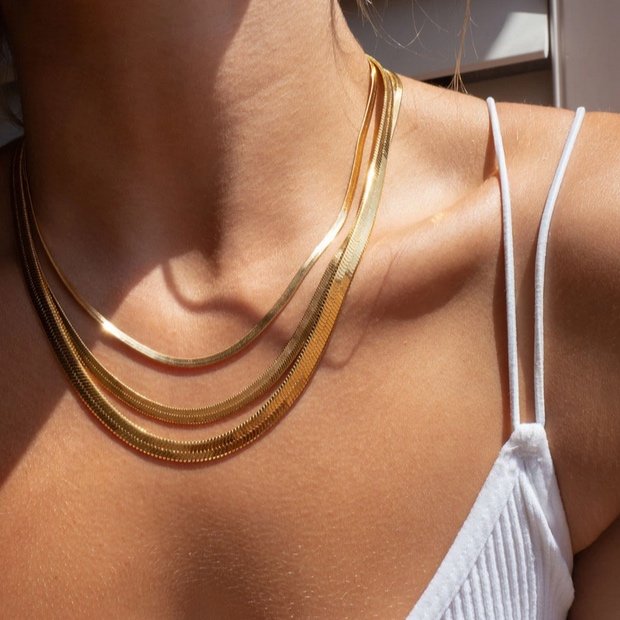 Gold Herringbone Necklace