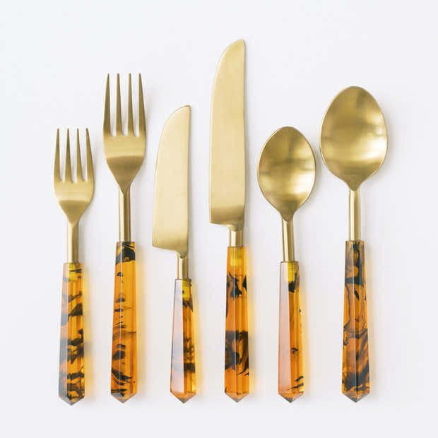 Gold Tortoise Prism Flatware Set