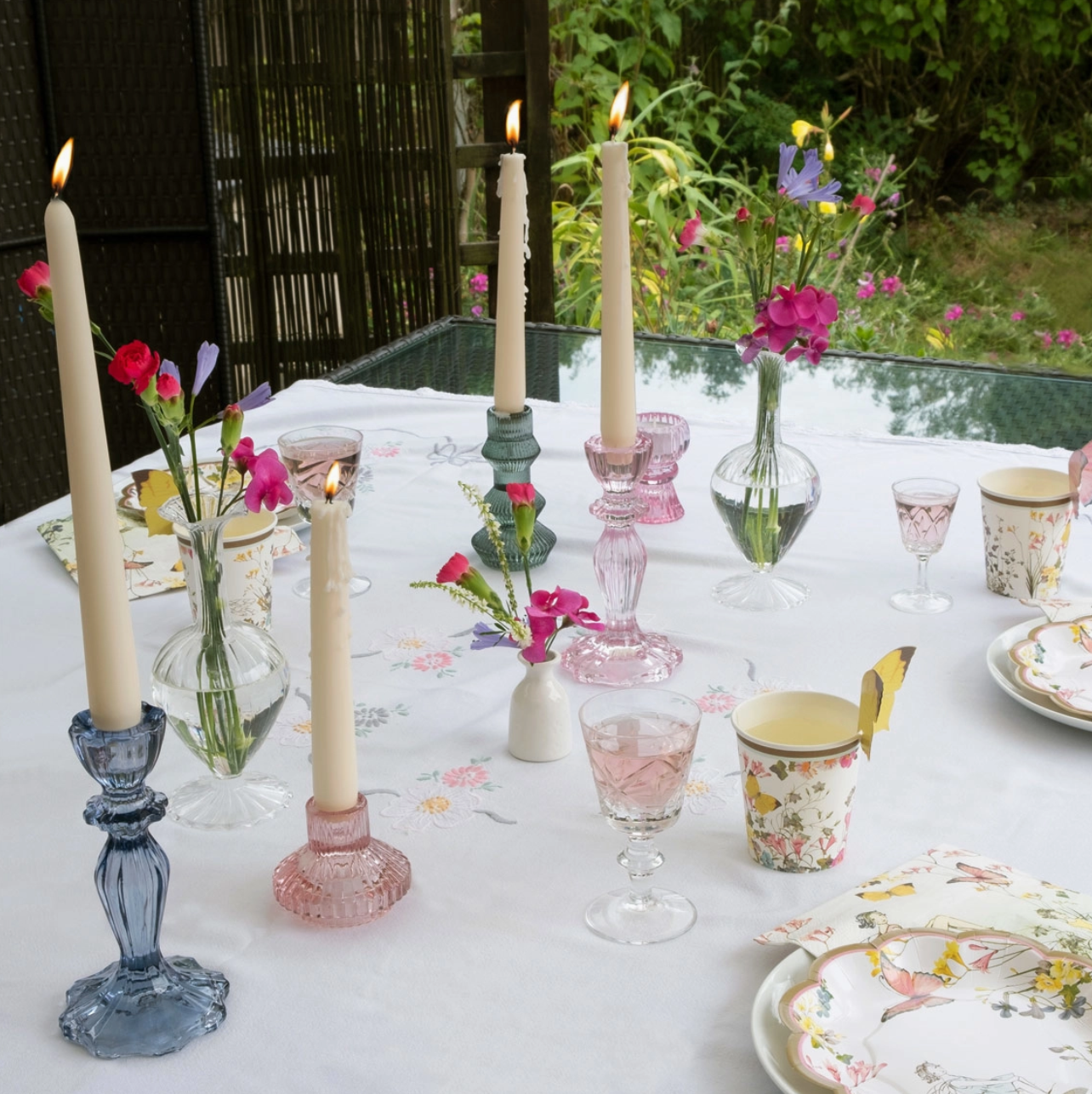 Small Ribbed Glass Candle Holder