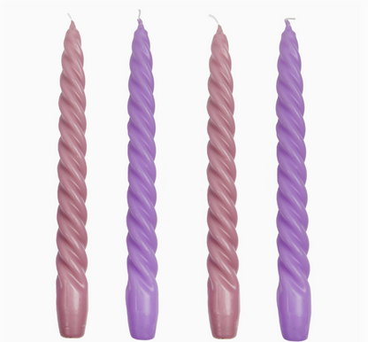 Deluxe Spiral Dinner Candles - 4 Pack