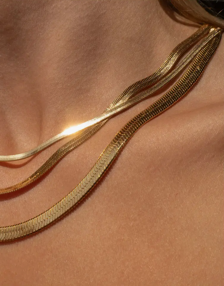 Gold Herringbone Necklace