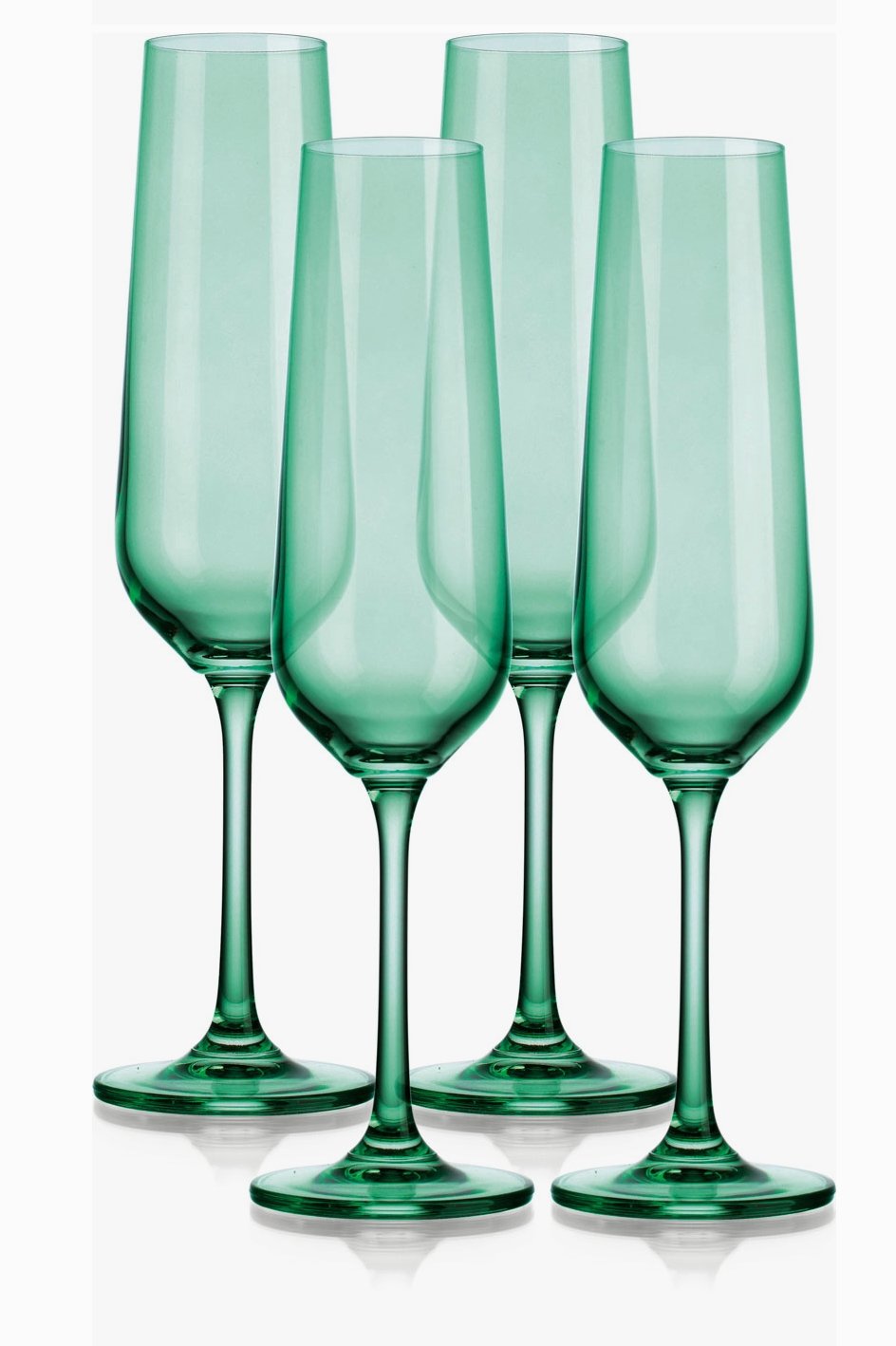 Jewel Tone Colored Champagne Flutes, Set of 4