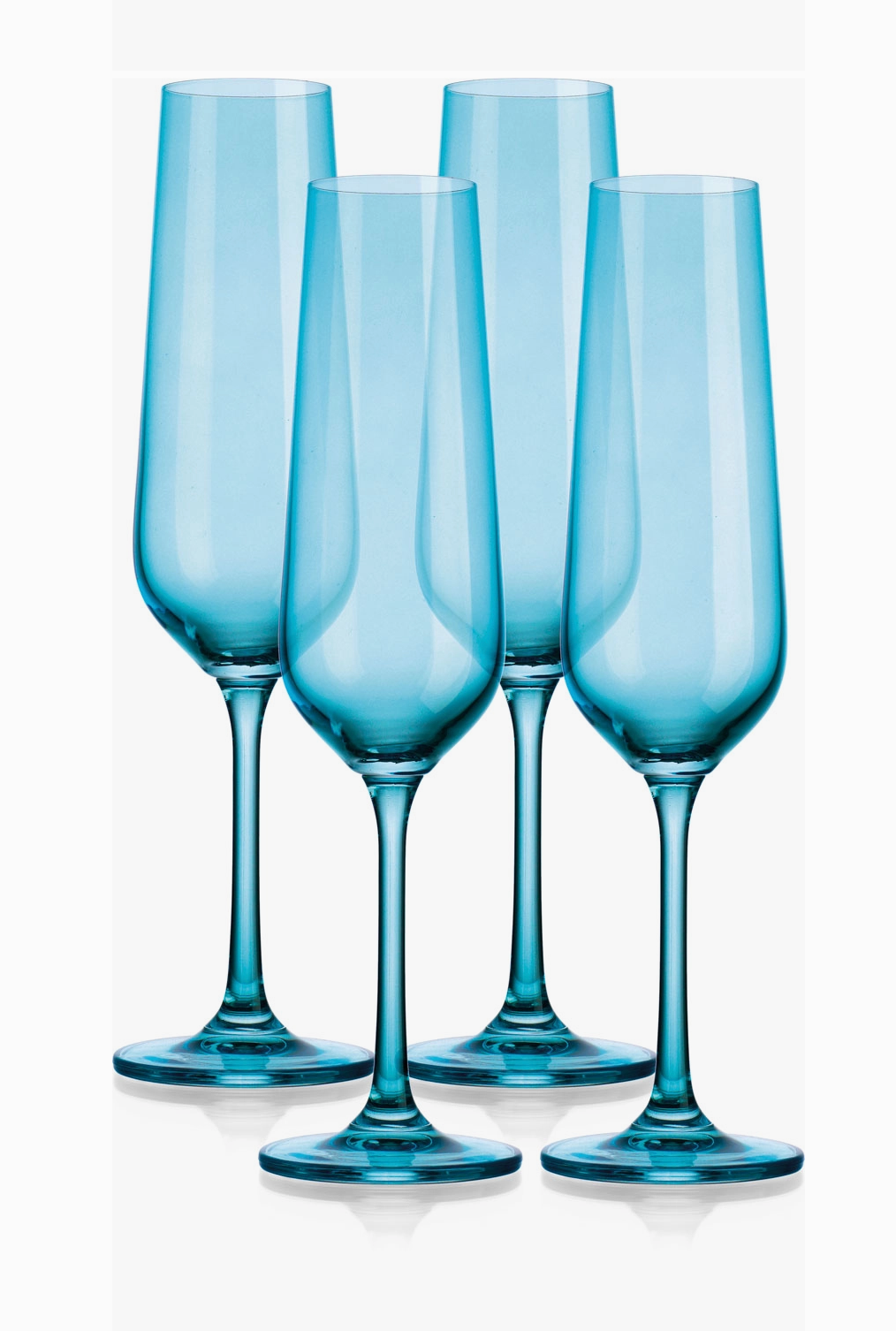 Jewel Tone Colored Champagne Flutes, Set of 4