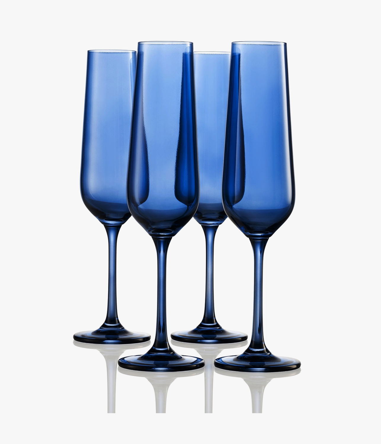 Jewel Tone Colored Champagne Flutes, Set of 4