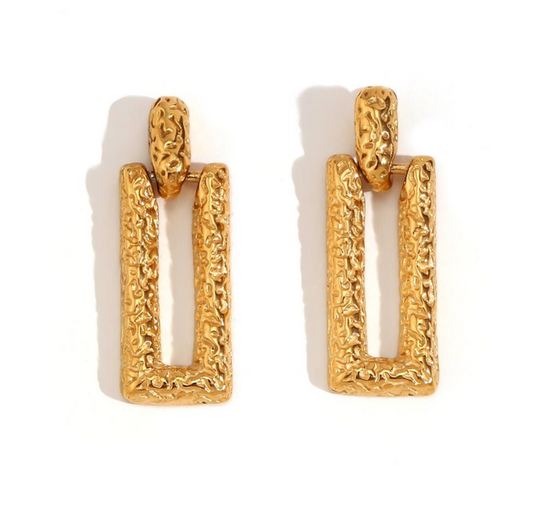 Gold Textured Statement Earrings