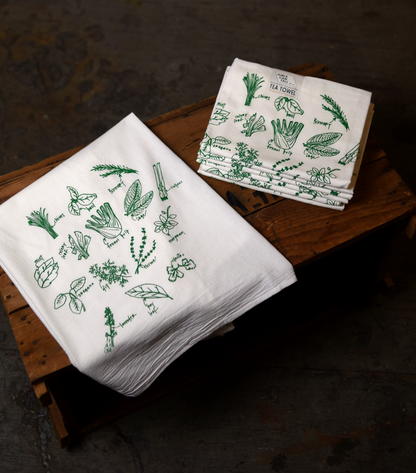 Hand-Printed Illustrated Tea Towels