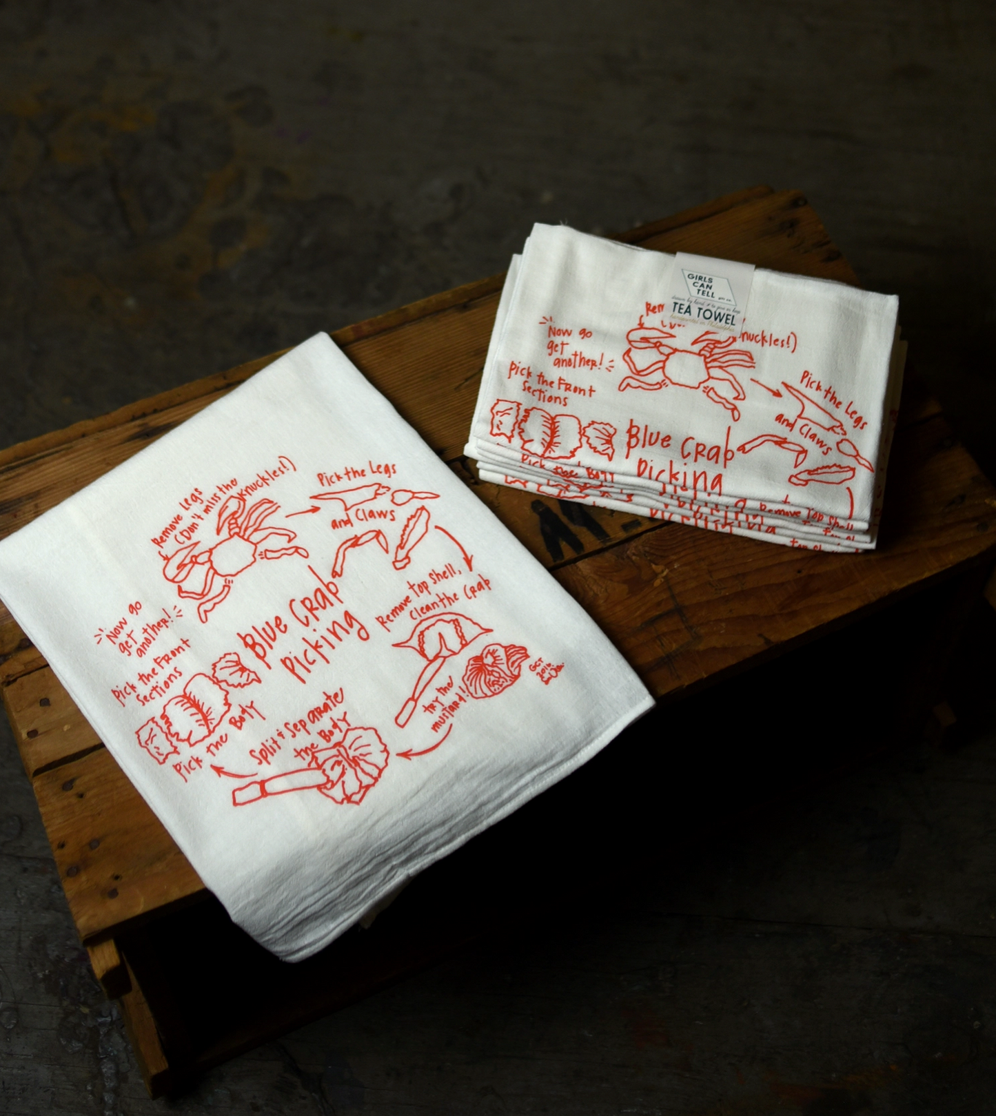 Hand-Printed Illustrated Tea Towels